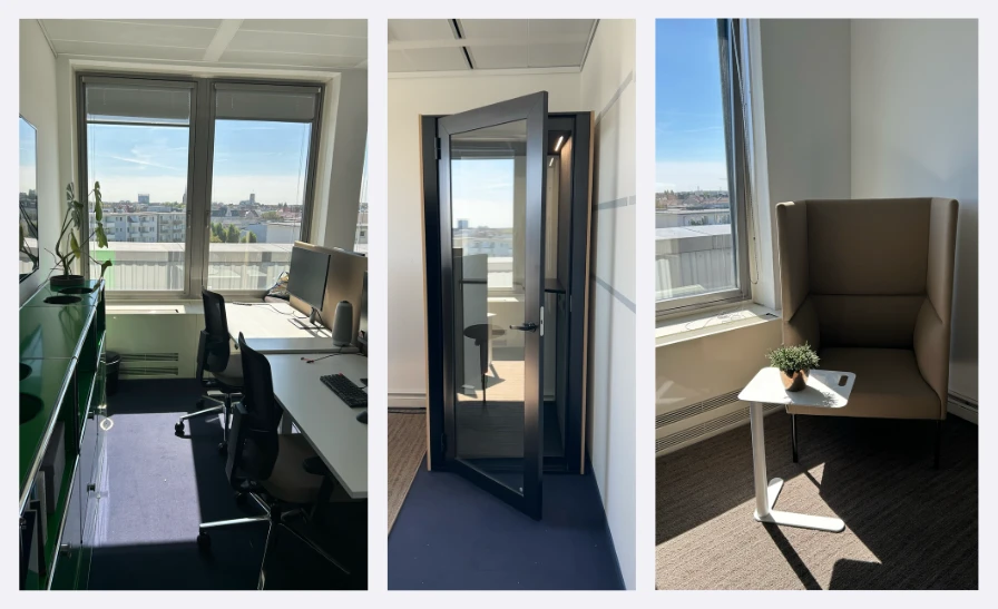 Die drei Zonen im Büro: Fokusbereich, privater Mikrokosmos und Kreativitätsbereich.